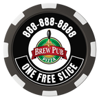 Double Pint with Logo Composite Poker Chips - Black / 8 Spot - Front