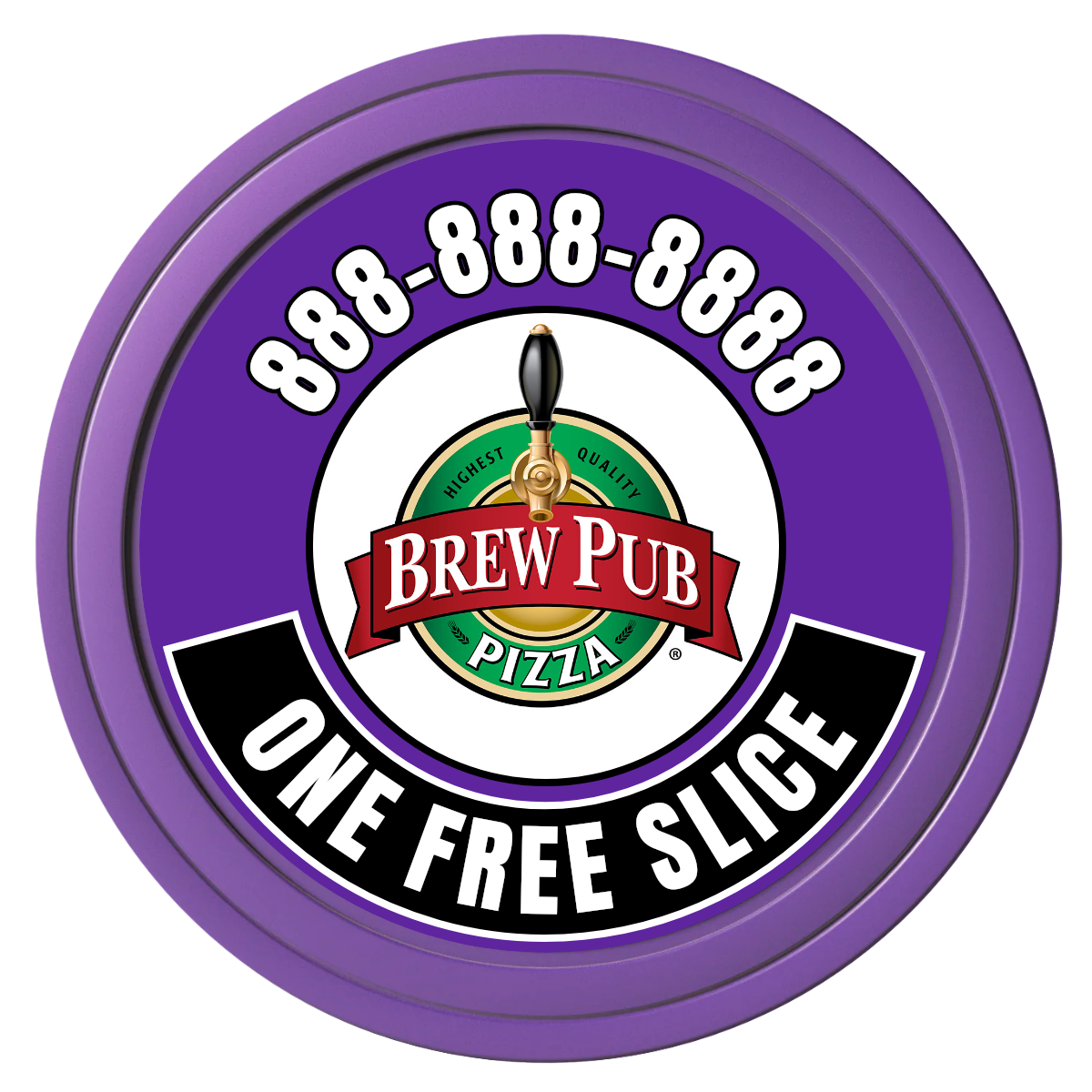 Double Pint with Logo Composite Poker Chips - Purple / Solid - Front