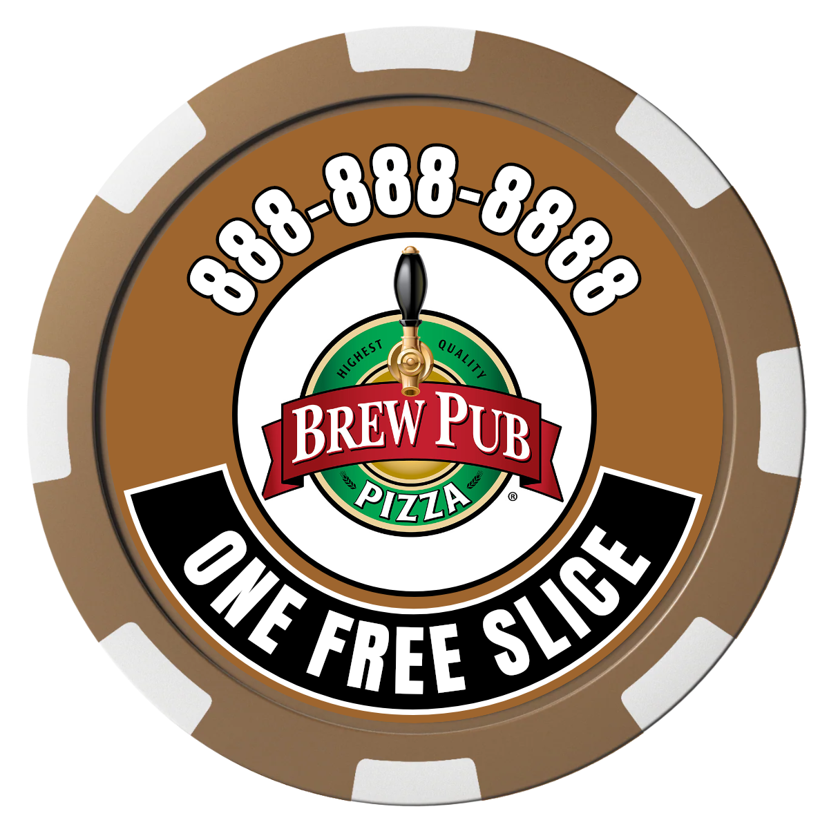 Double Pint with Logo Composite Poker Chips - Brown / 8 Spot - Front