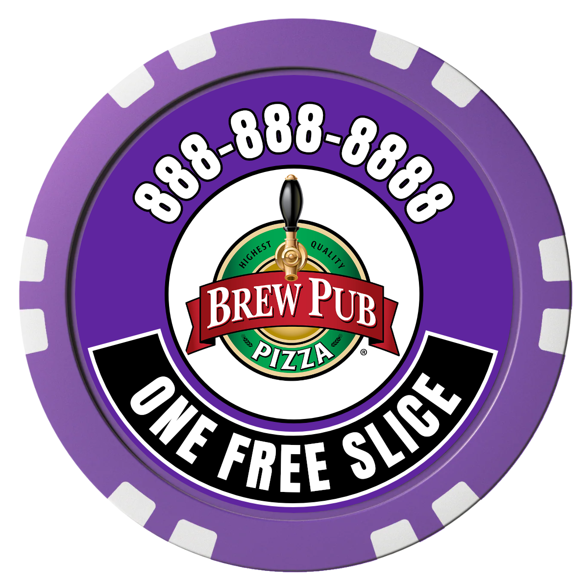 Double Pint with Logo Composite Poker Chips - Purple / Double Stripe - Front