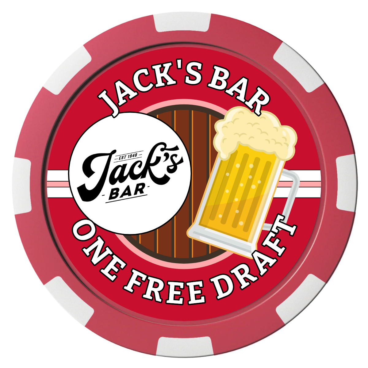 Jack's Bar Magnetic Composite Poker Chips - Red / 8 Spot - Front
