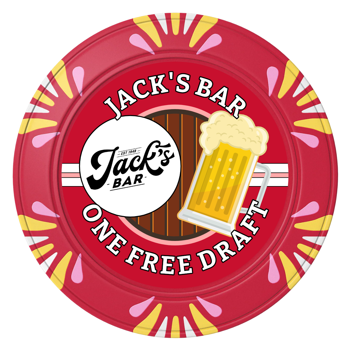 Jack's Bar Clay Poker Chips - Black / Monte Carlo / 40mm - Front