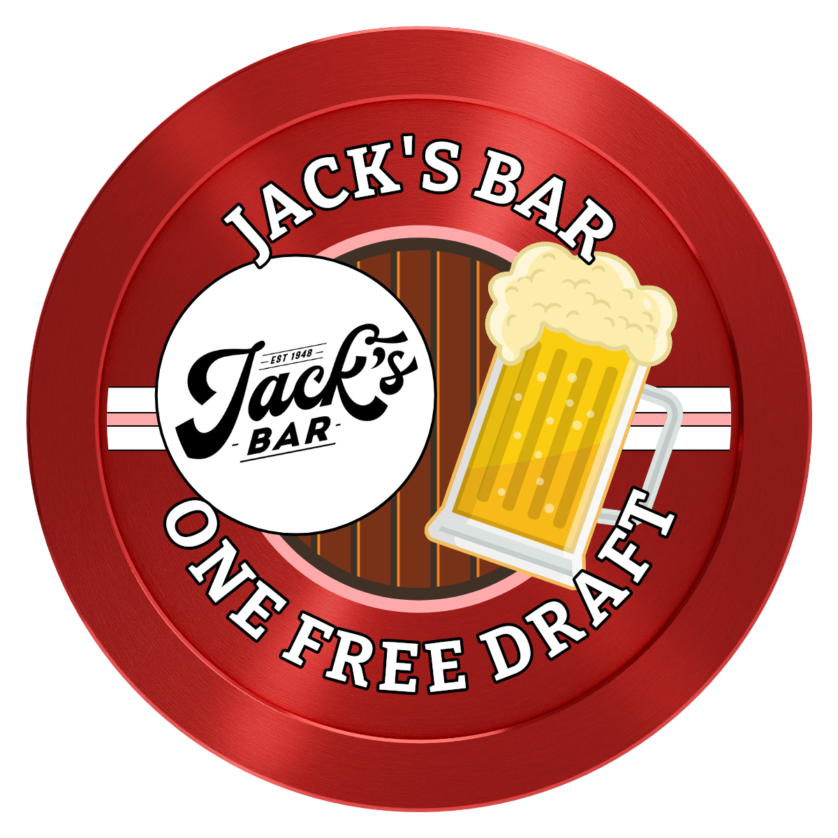Jack's Bar Aluminum Poker Chips - Red - Front