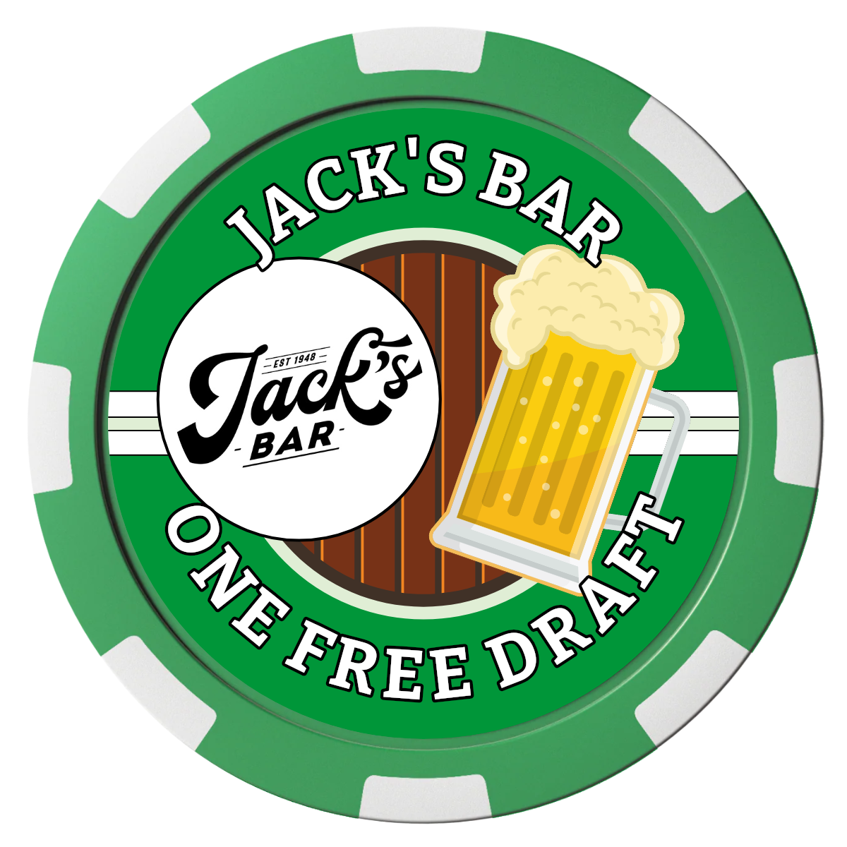 Jack's Bar Magnetic Composite Poker Chips - Green / 8 Spot - Front