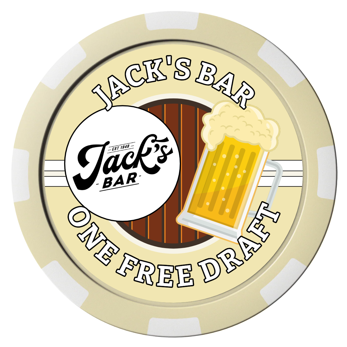 Jack's Bar Magnetic Composite Poker Chips - Ivory / 8 Spot - Front