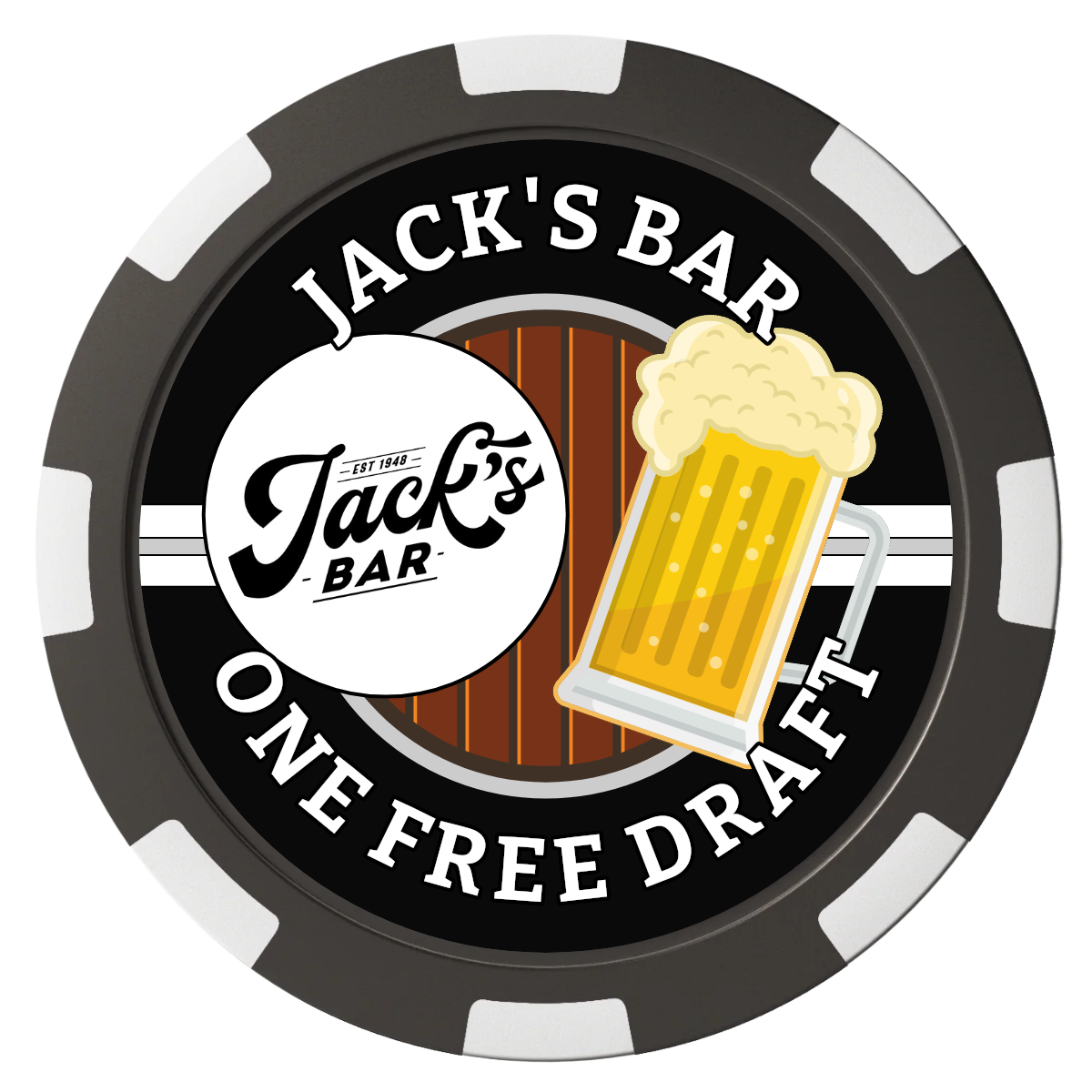 Jack's Bar Magnetic Composite Poker Chips - Black / 8 Spot - Front