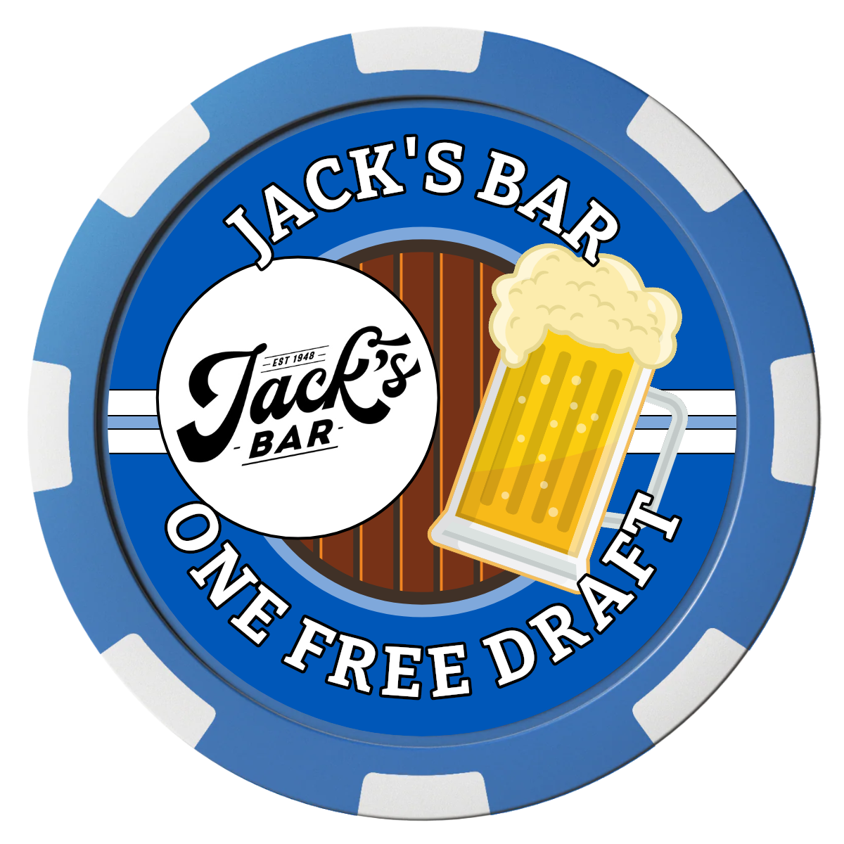 Jack's Bar Magnetic Composite Poker Chips - Blue / 8 Spot - Front