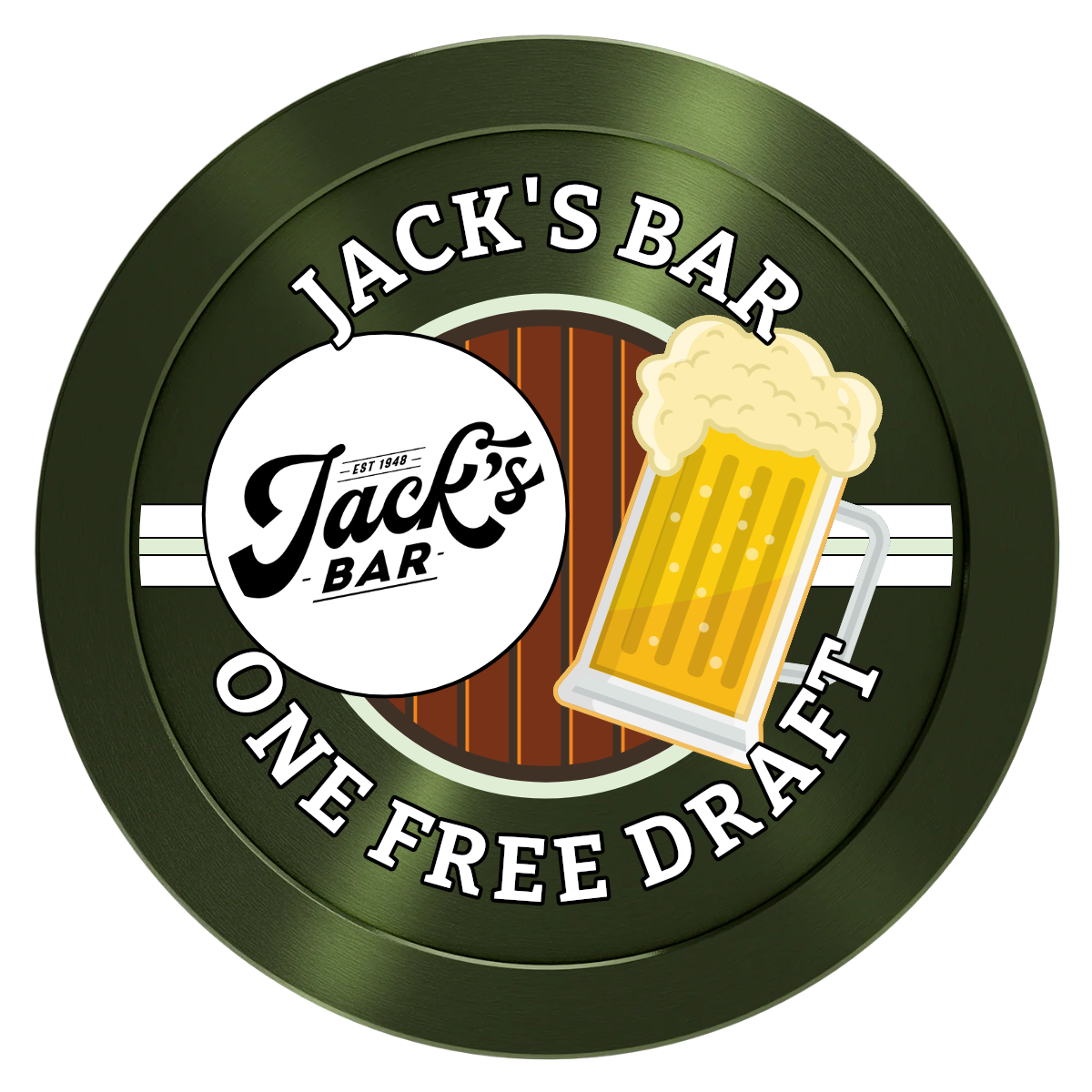 Jack's Bar Aluminum Poker Chips - Green - Front