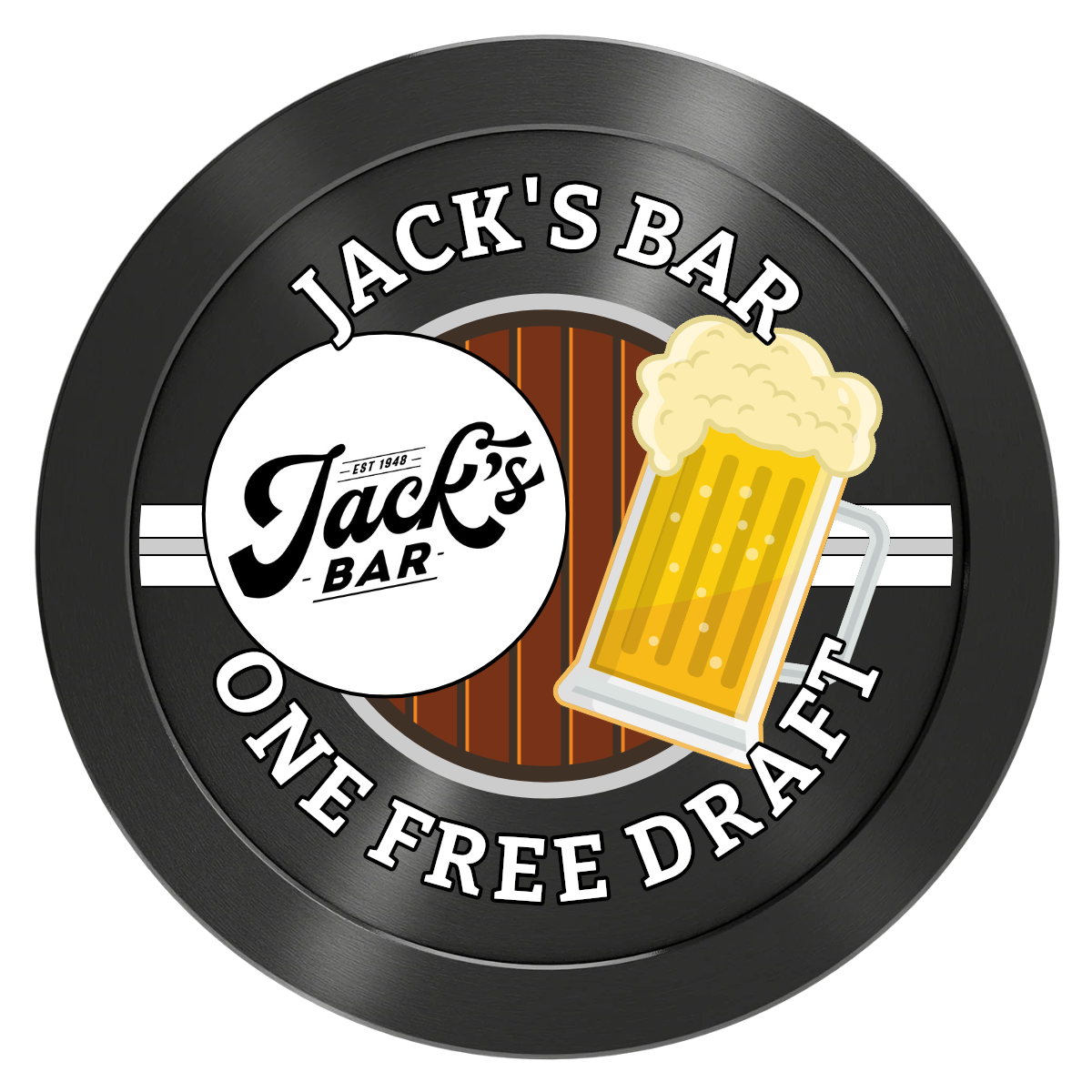 Jack's Bar Aluminum Poker Chips - Black - Front