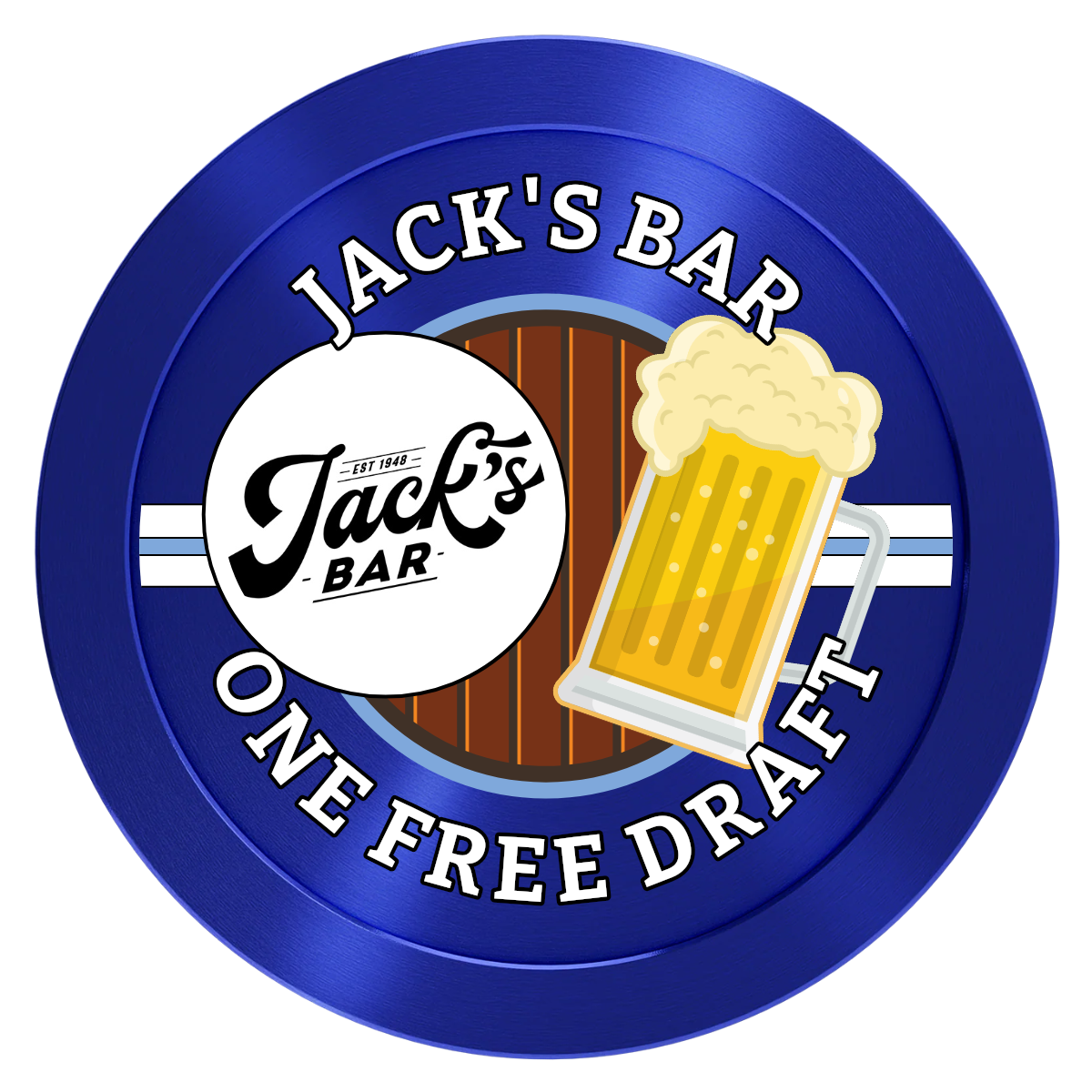 Jack's Bar Aluminum Poker Chips - Blue - Front