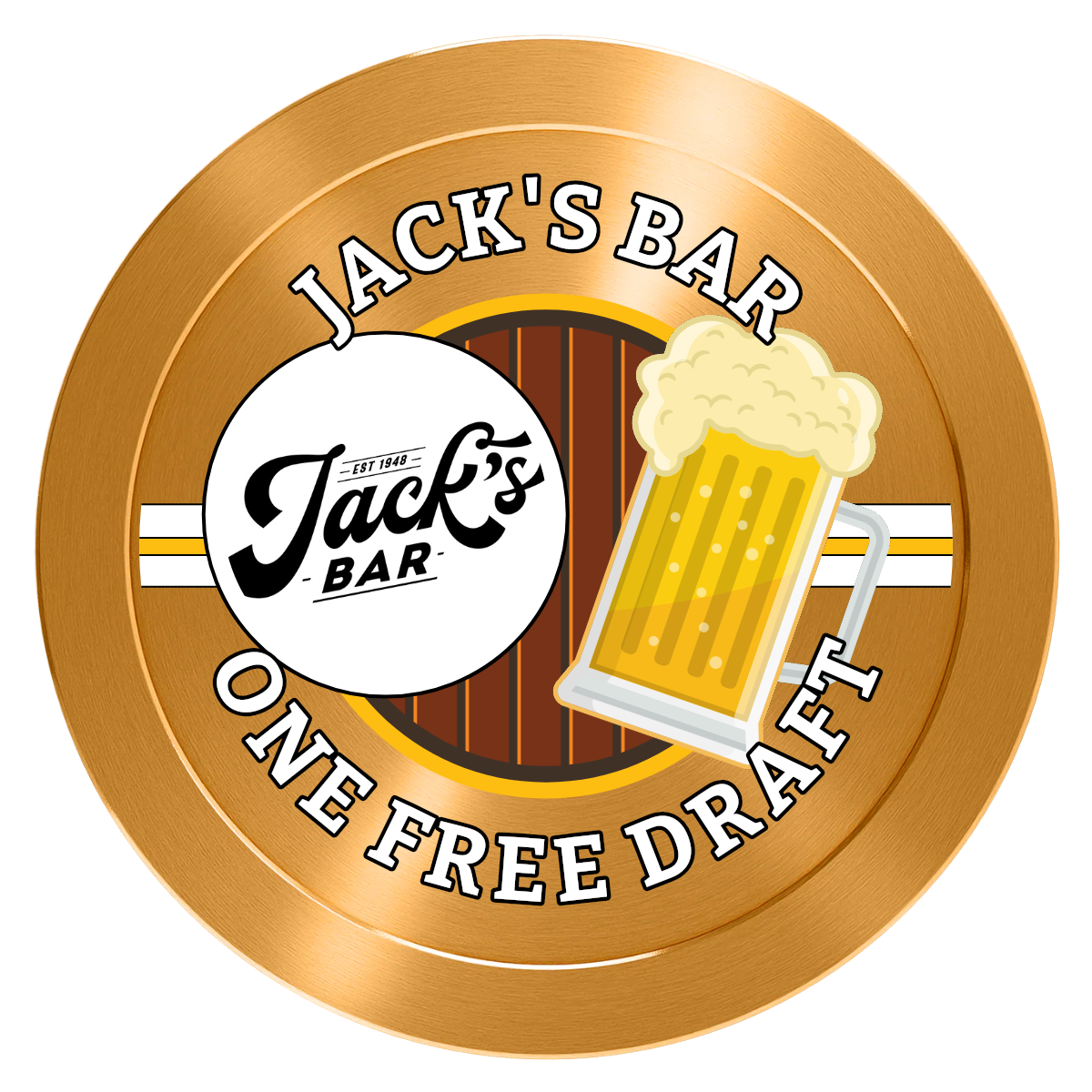 Jack's Bar Aluminum Poker Chips - Gold - Front