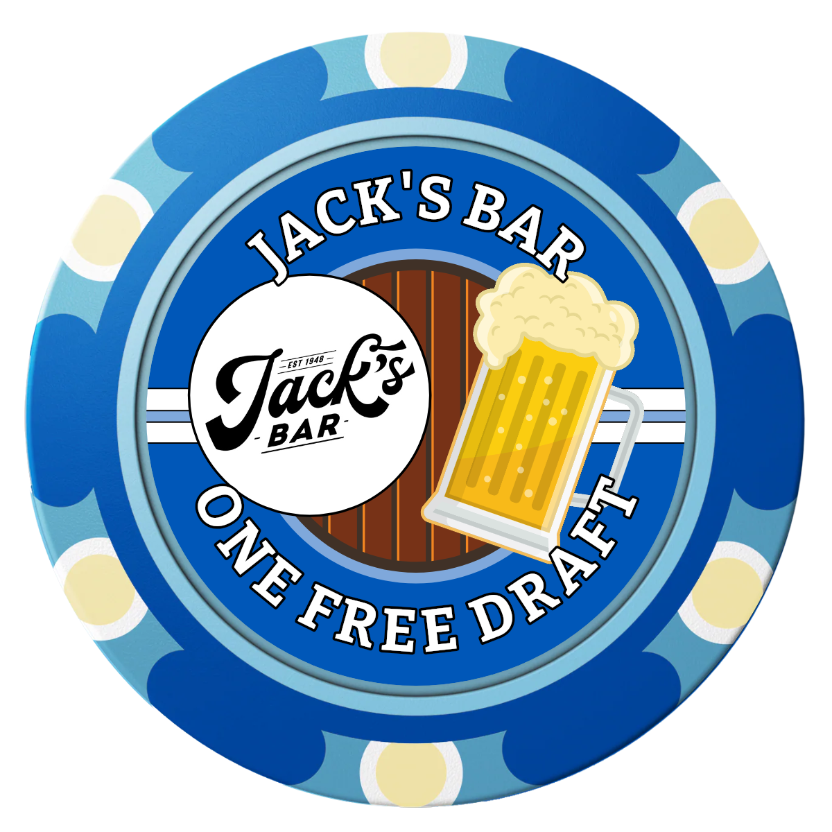Jack's Bar Clay Poker Chips - Blue / Monte Carlo / 40mm - Front